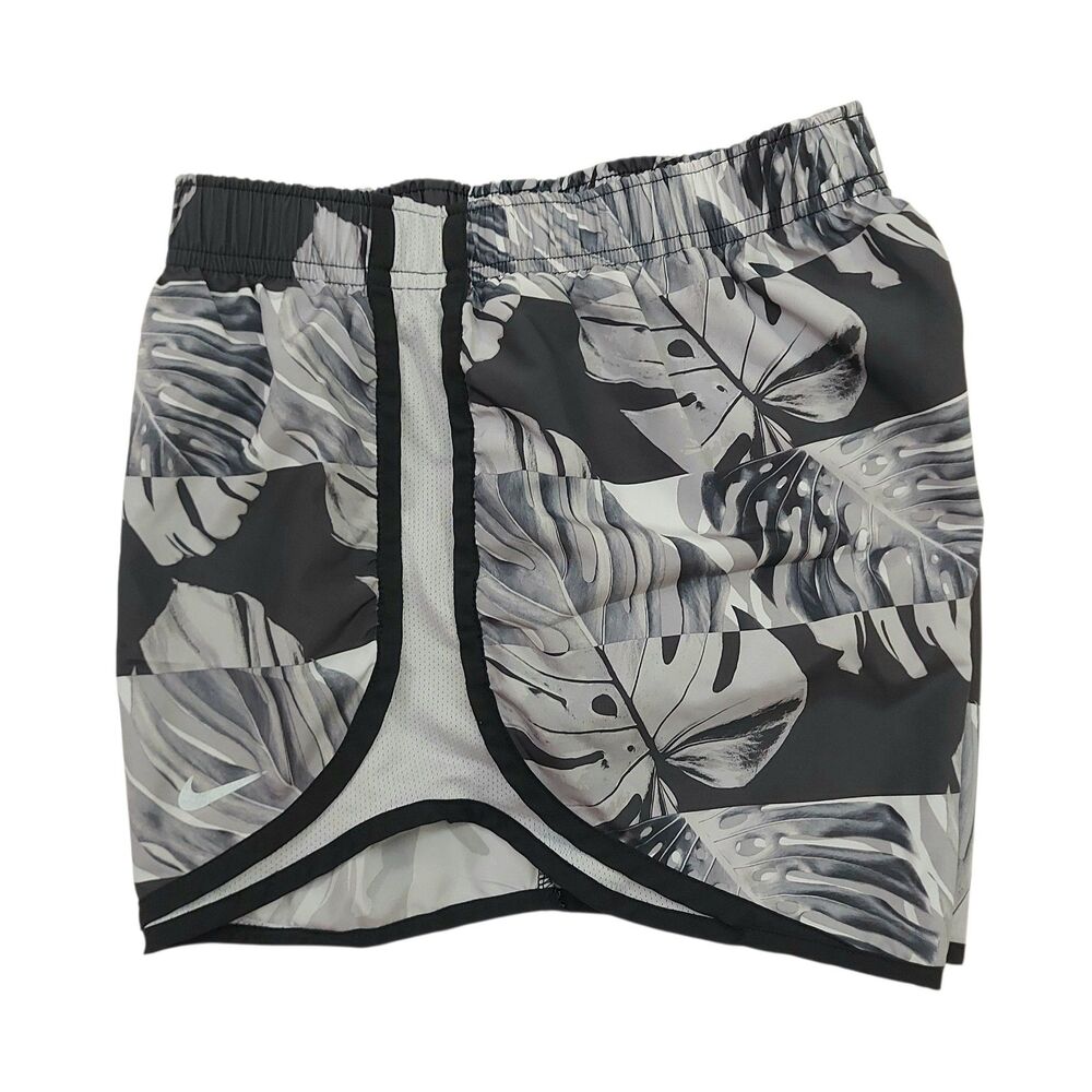 Nike Dri-Fit Running Shorts Womens Medium Gray Tropical Print Lined Athletic Gym - Picture 6 of 11